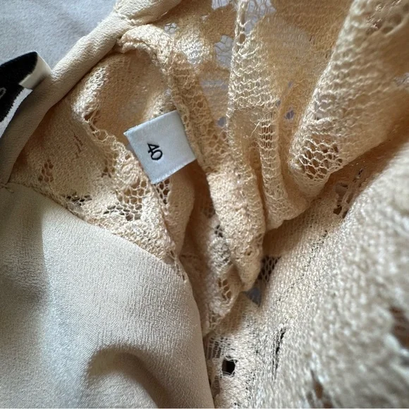 Sandro Peach High Neck Lace Rhinestones Cocktail Mini Dress size 40/ US4 - Picture 13 of 16